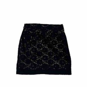 NWT Cotton On Black Lace Floral Mid Rise Mini Skirt Bodycon Pull On Medium